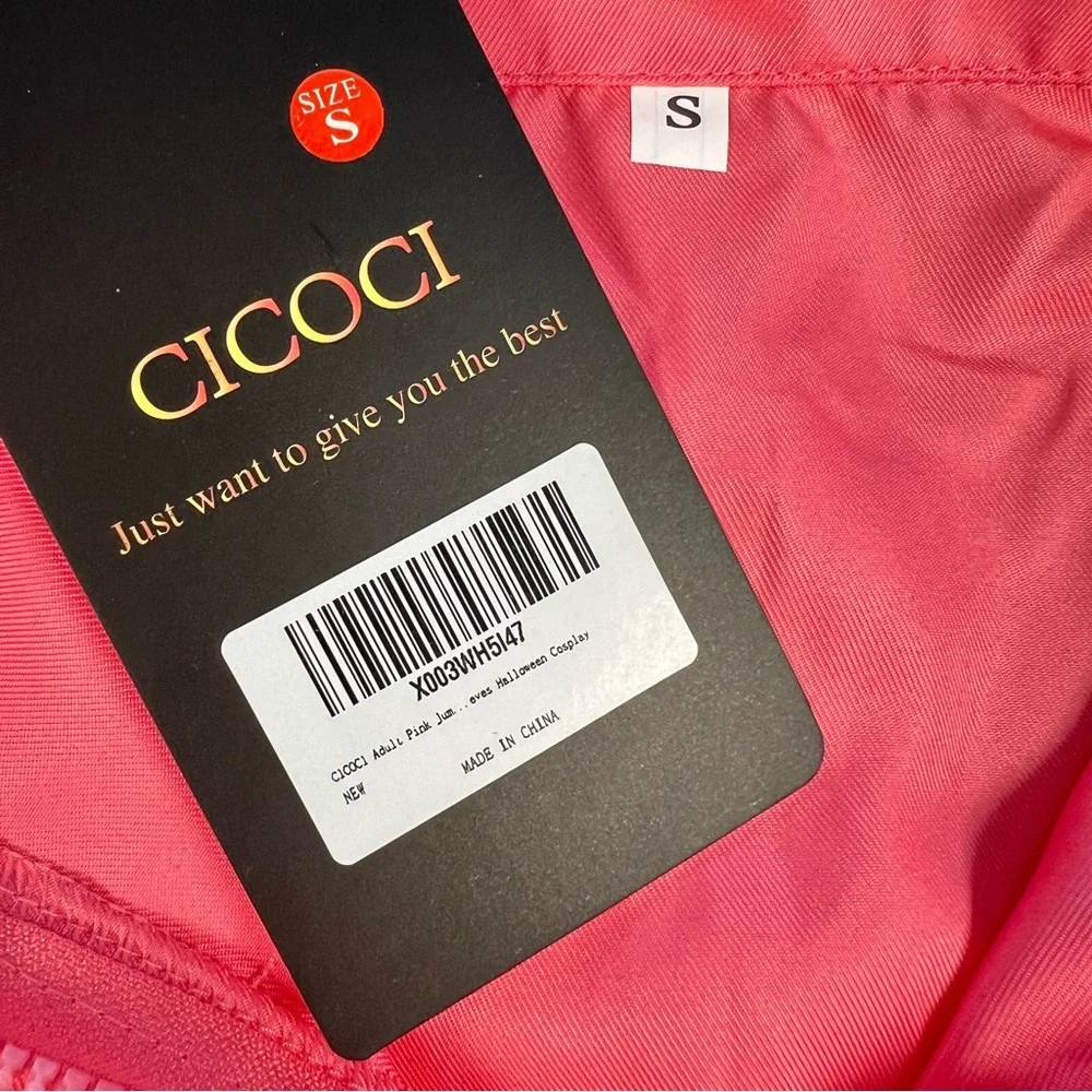 Barbie Costume Pink Long Sleeve Jumpsuit with Sunglasses and Earrings - Picture 6 of 8